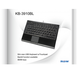 Acecad KB-3910BL Black Mini Blacklit Keyboard w Touchpad